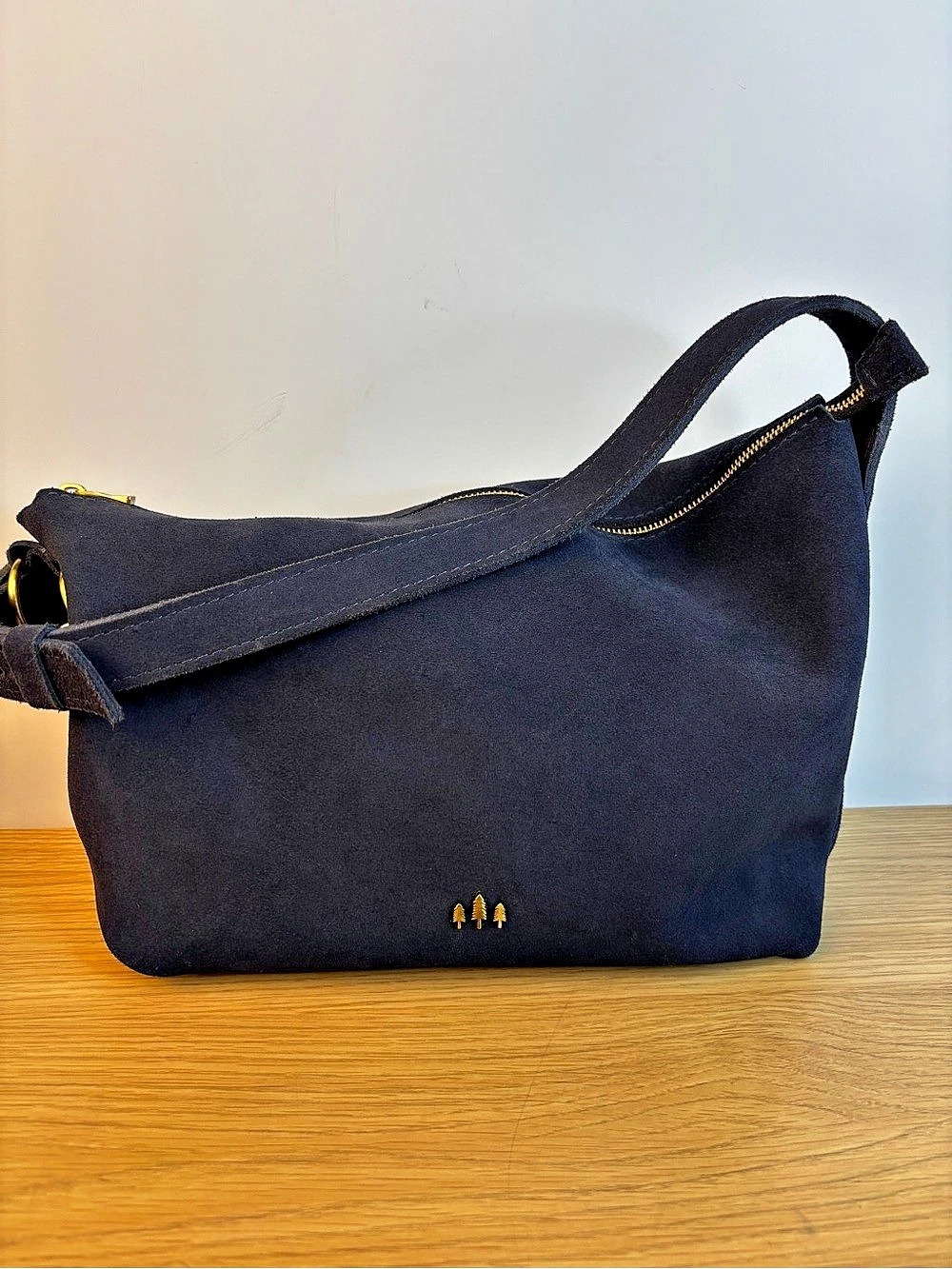Portland Leather Goods The 'Almost Perfect' Slouchy Navy Suede Shoulder Bag LIKE